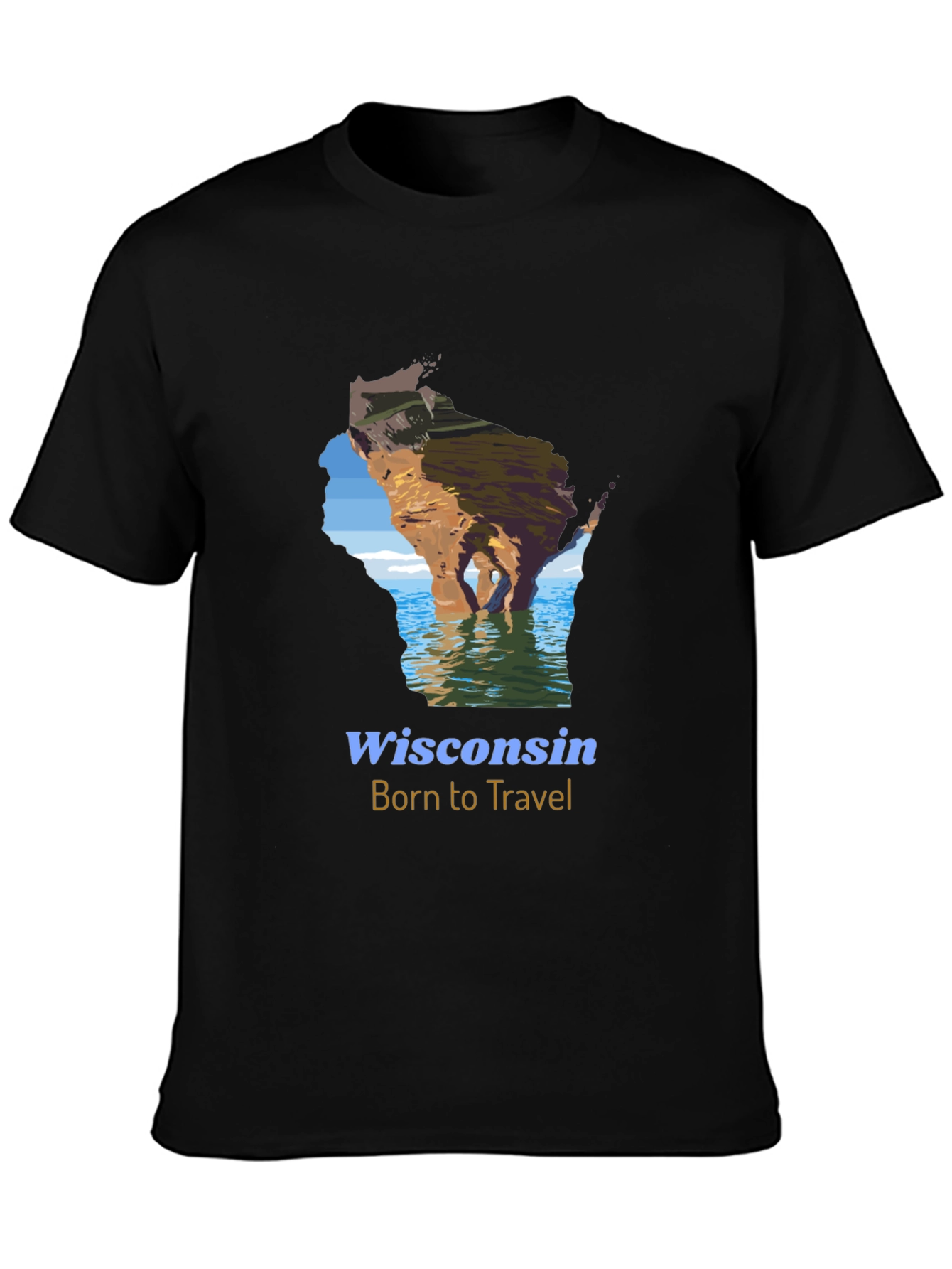 Wisconsin Born to Travel Graphic T-Shirt