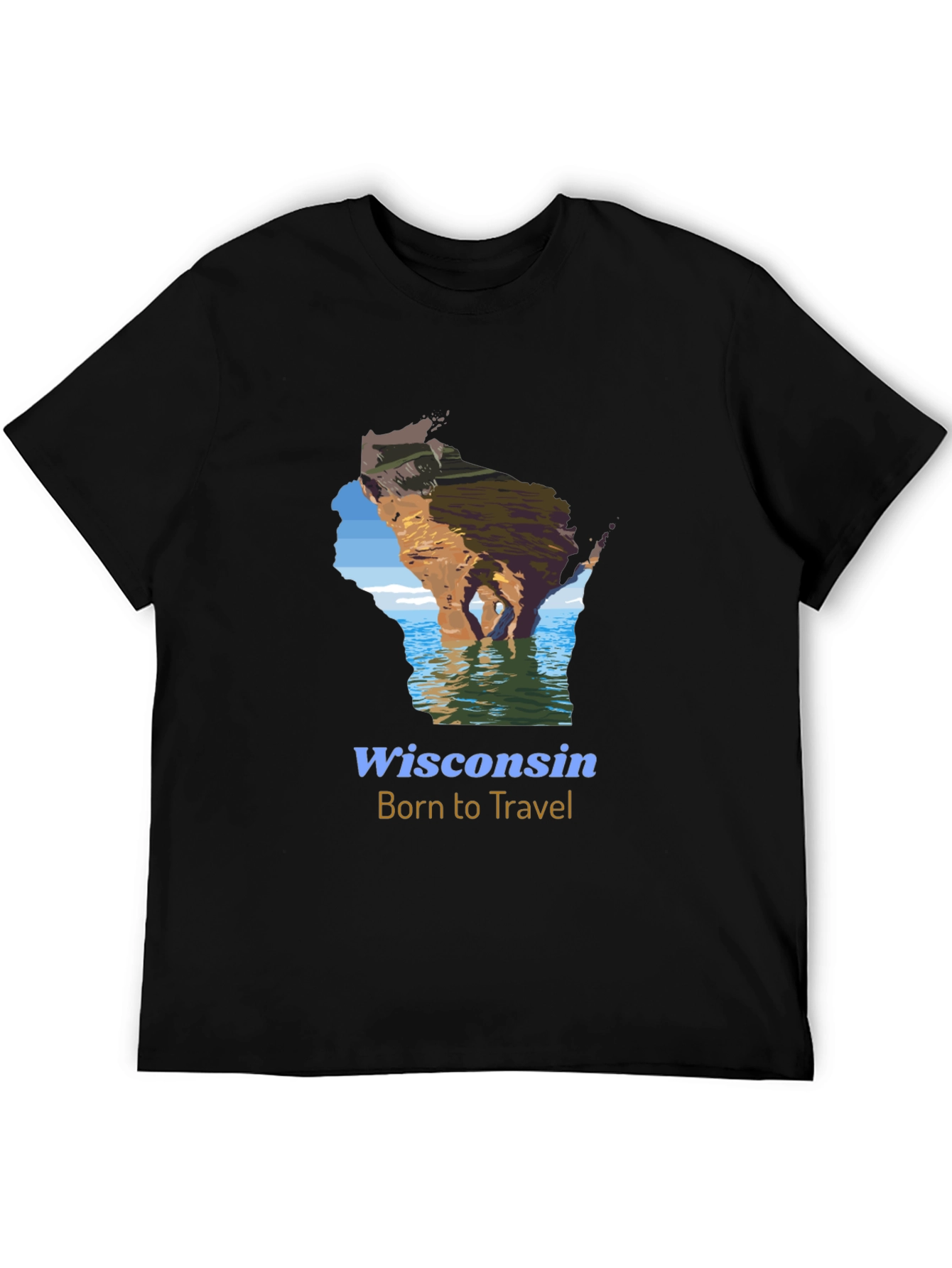 Wisconsin Born to Travel Graphic T-Shirt