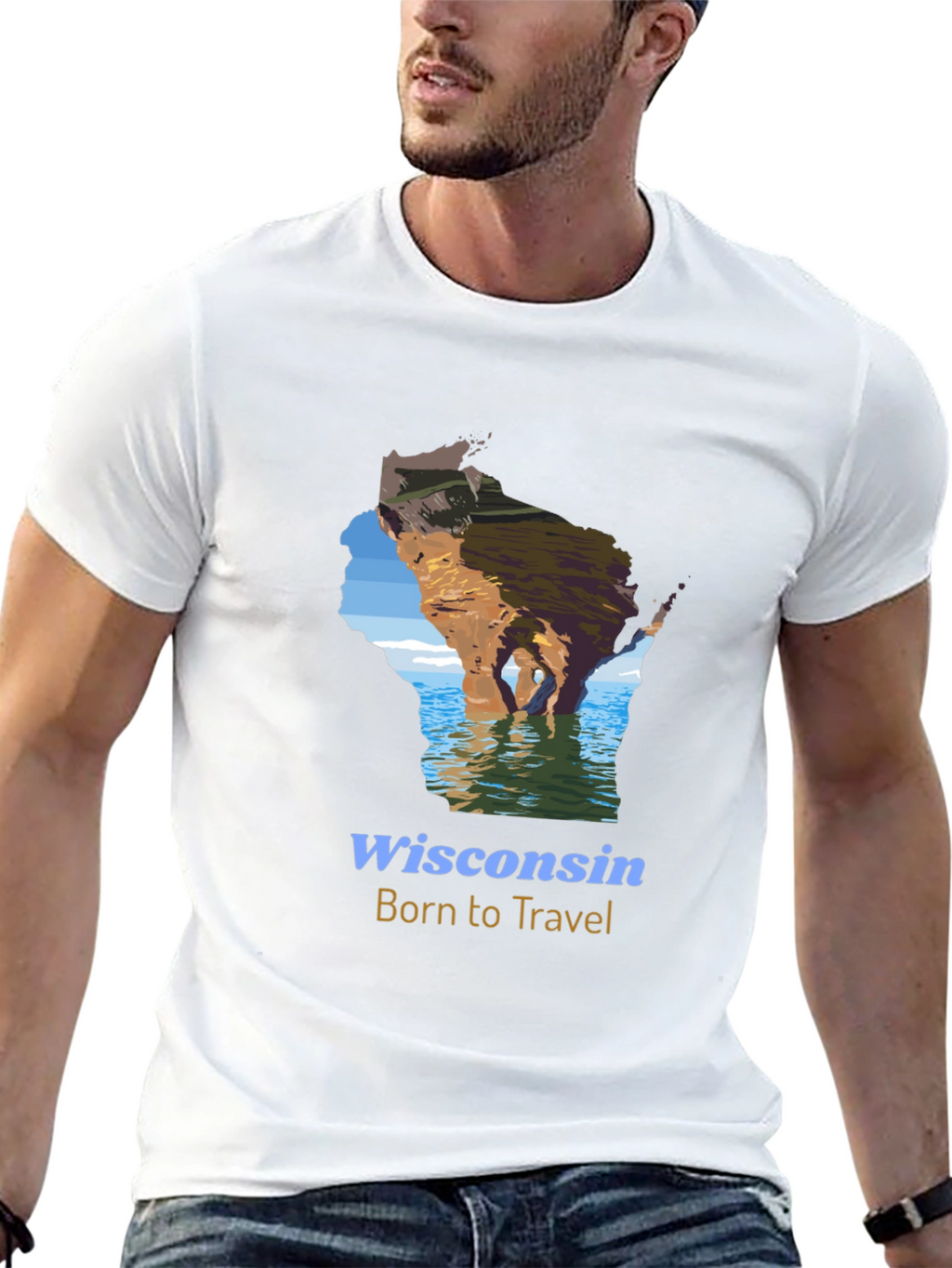Wisconsin Born to Travel Graphic T-Shirt