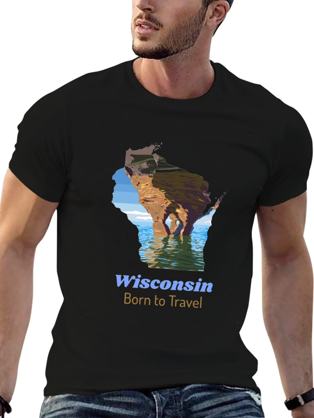 Wisconsin Born to Travel Graphic T-Shirt