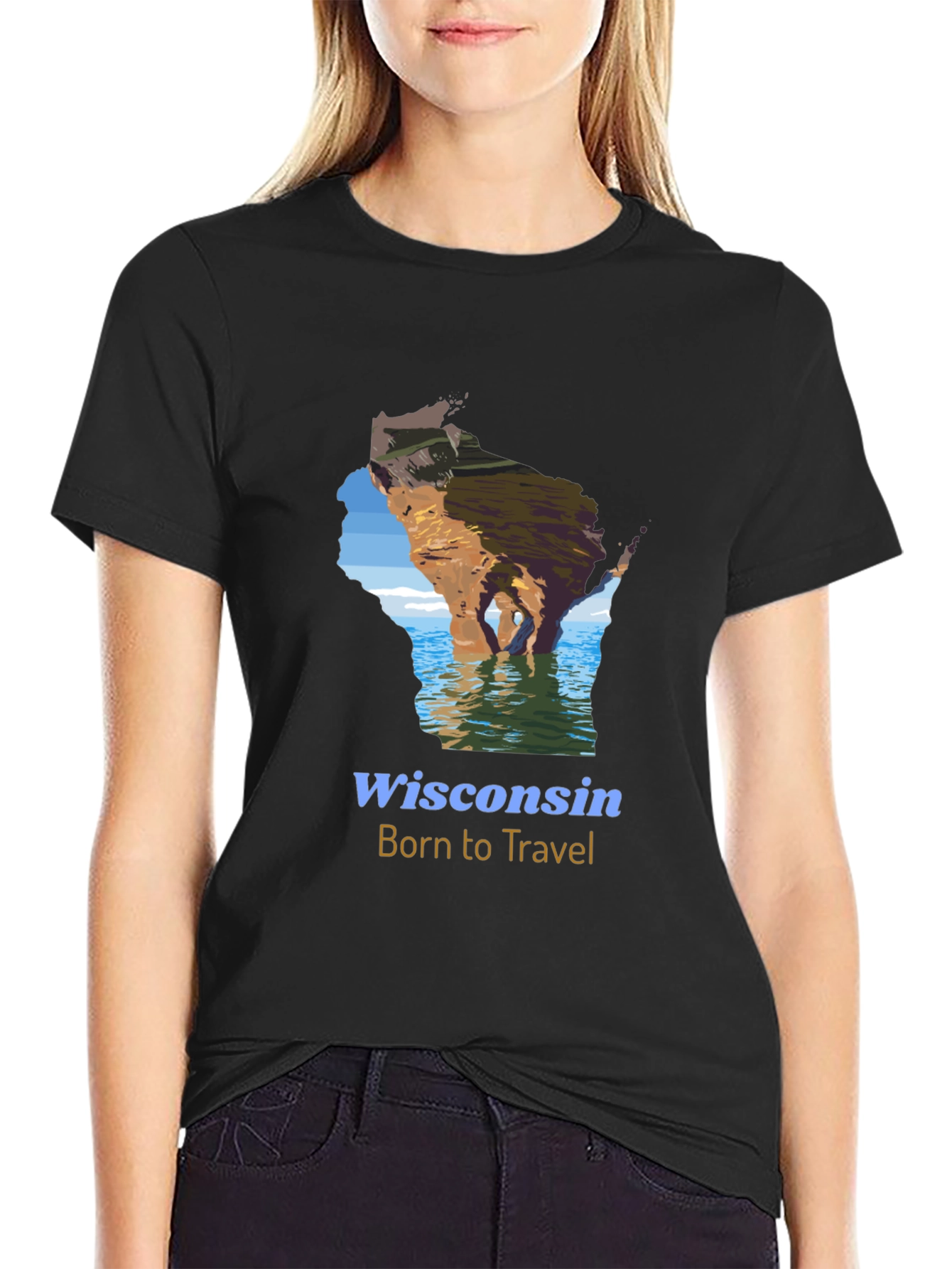 Wisconsin Born to Travel Graphic T-Shirt