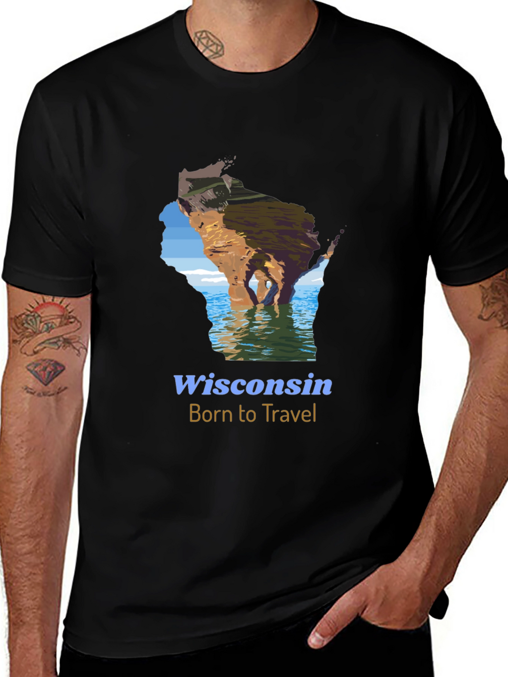 Wisconsin Born to Travel Graphic T-Shirt