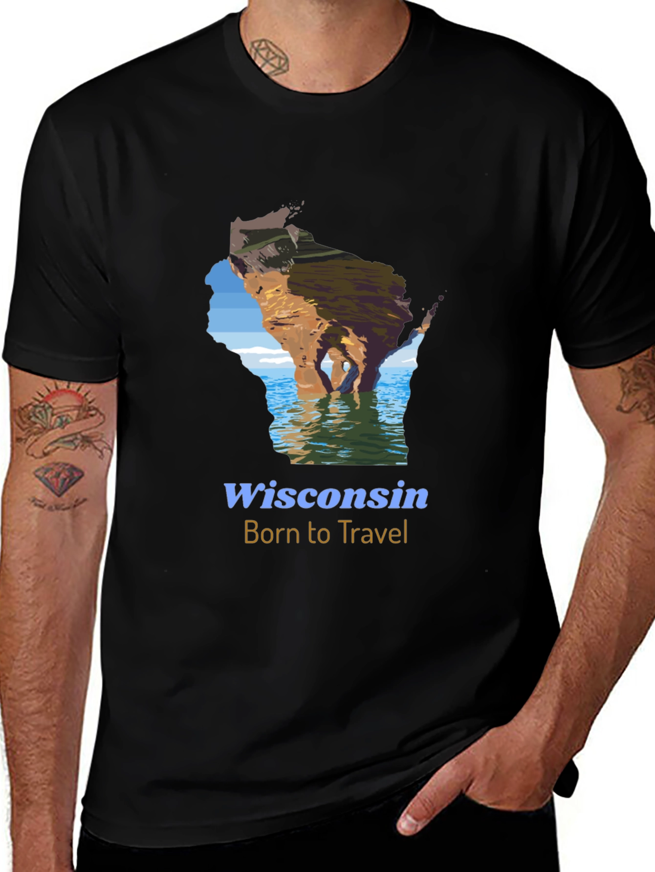 Wisconsin Born to Travel Graphic T-Shirt