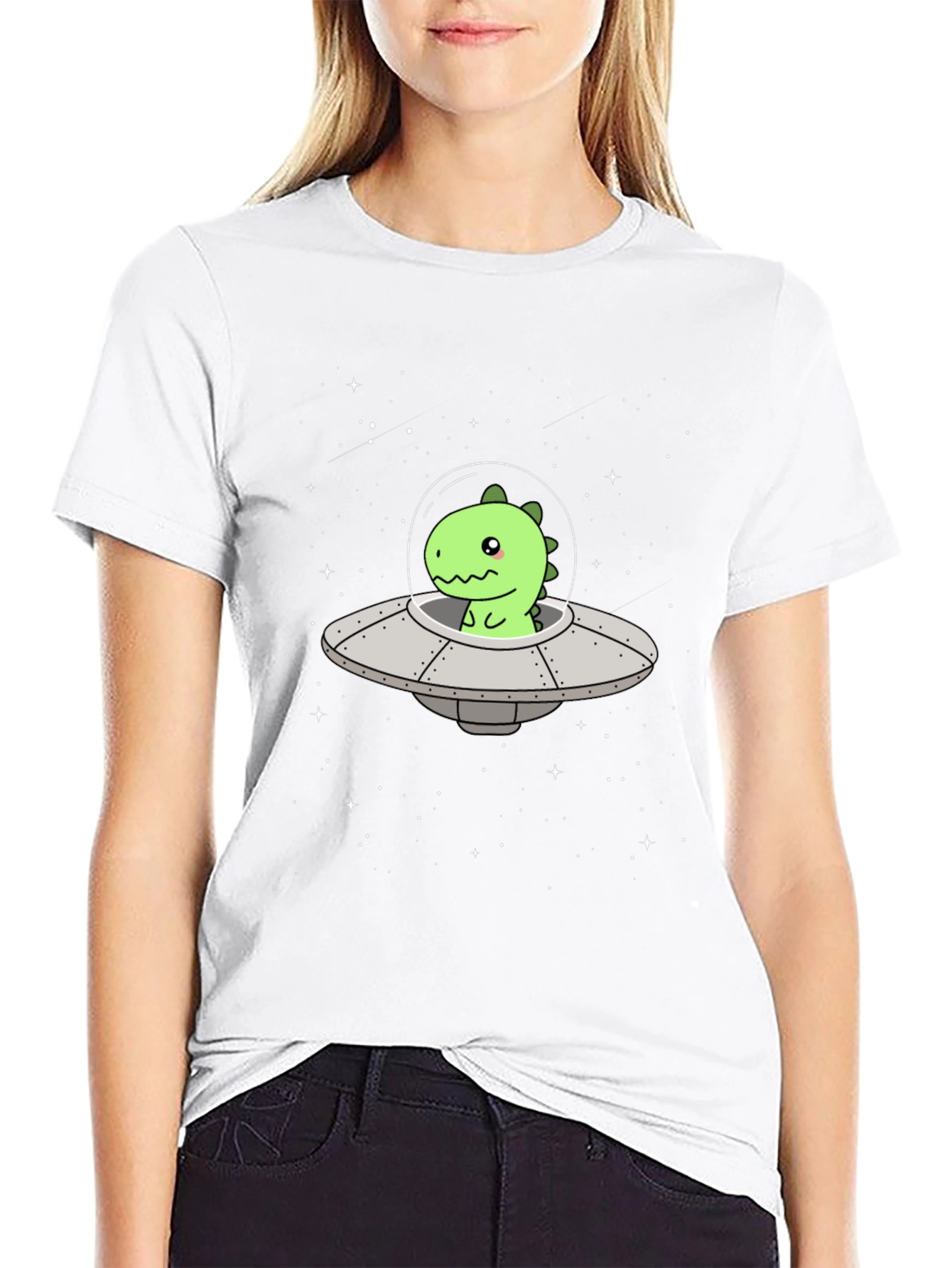 Dino UFO Black T-Shirt - Space Adventure