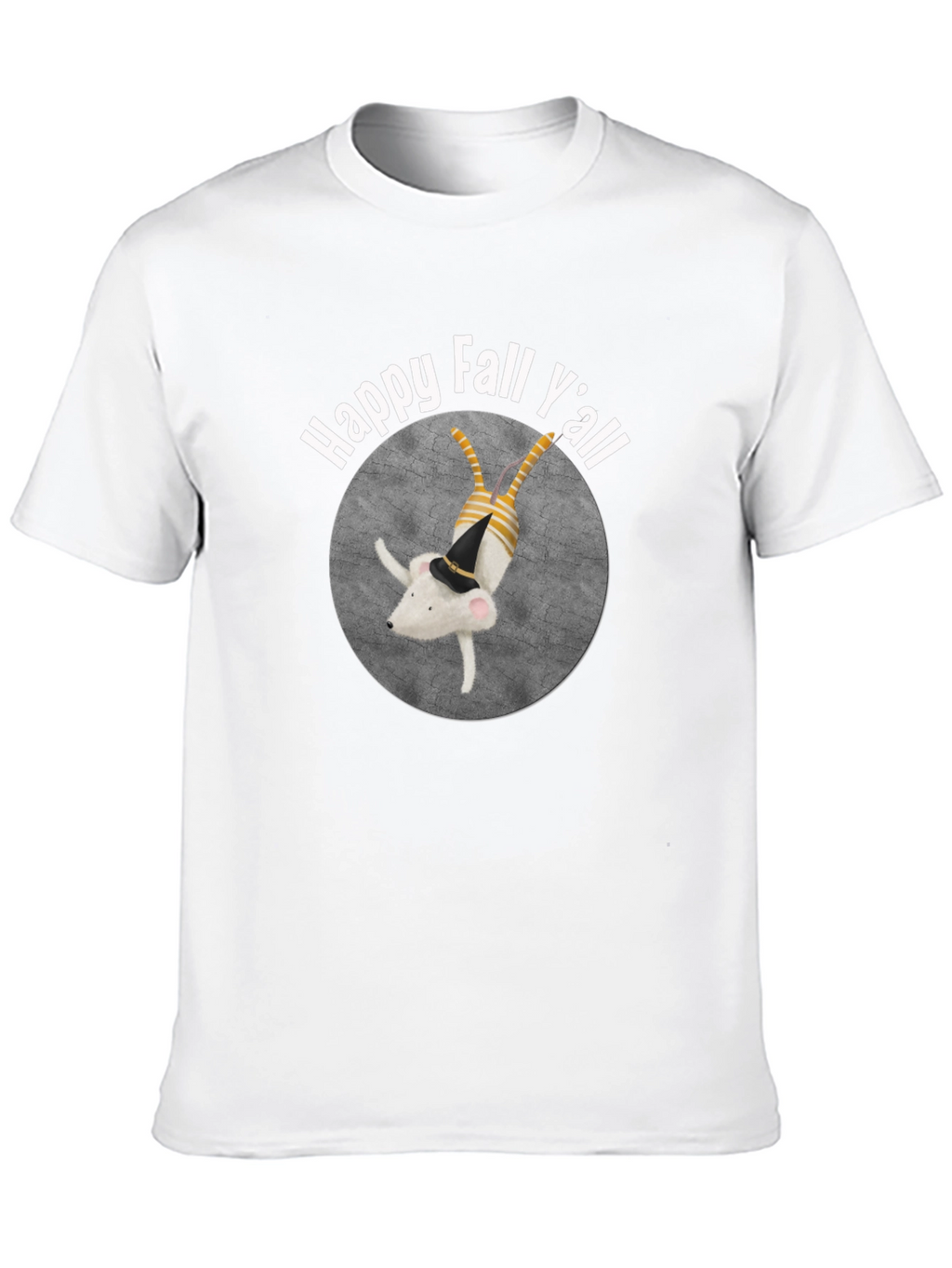 Happy Fall Yall Black T-Shirt with Cute Mouse