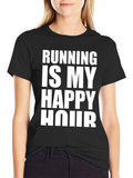 Running is My Happy Hour Black Graphic Tee