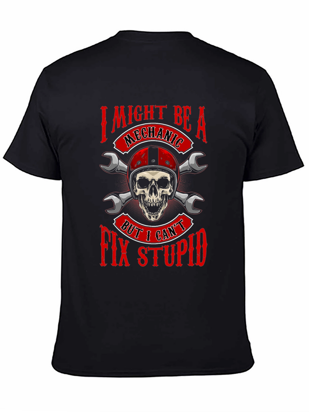 Mechanic Skull Graphic T-Shirt - Funny Slogan Tee