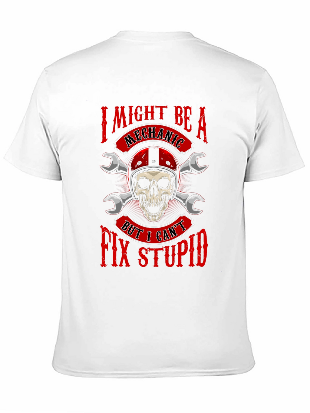 Mechanic Skull Graphic T-Shirt - Funny Slogan Tee