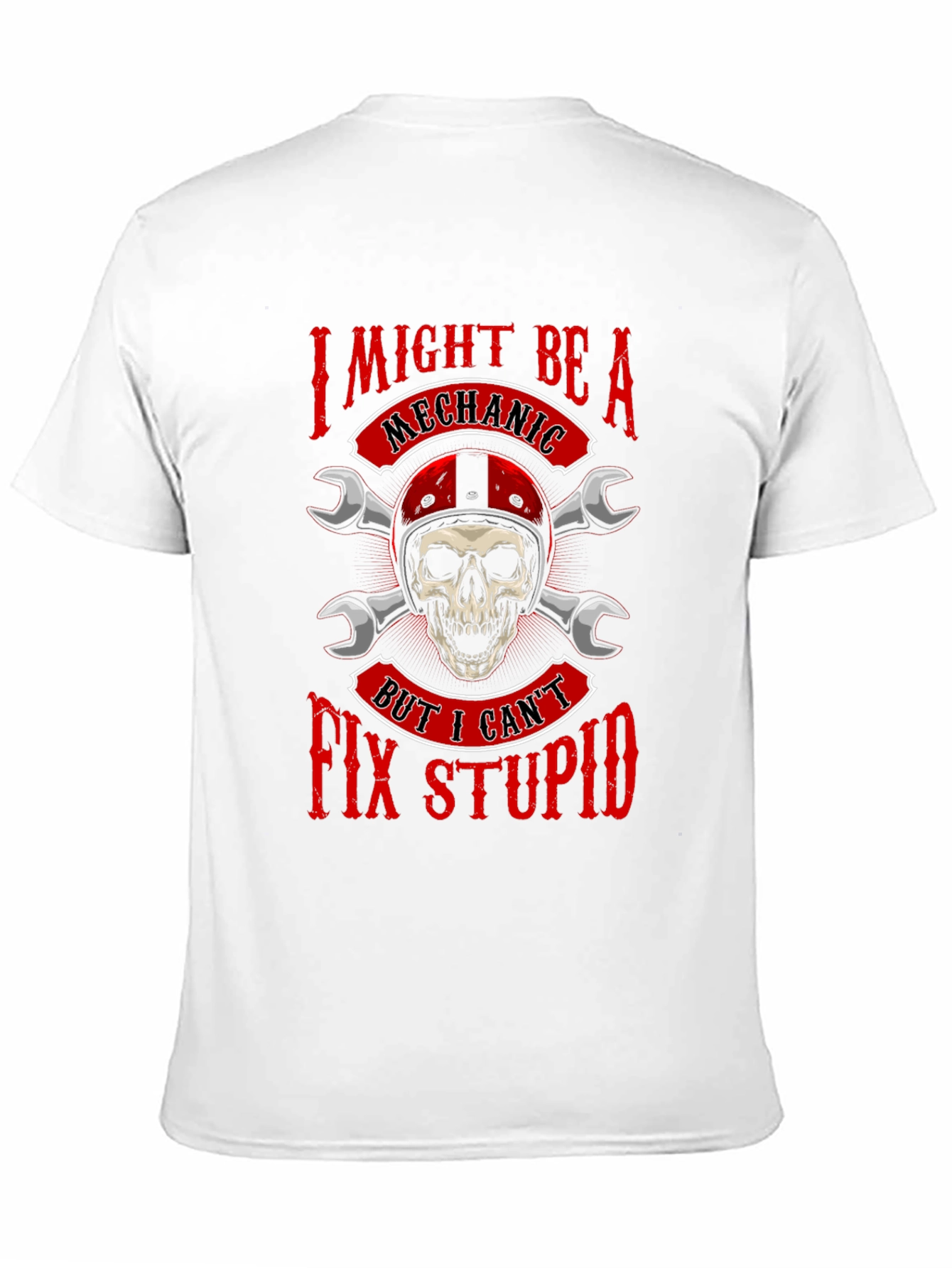 Mechanic Skull Graphic T-Shirt - Funny Slogan Tee