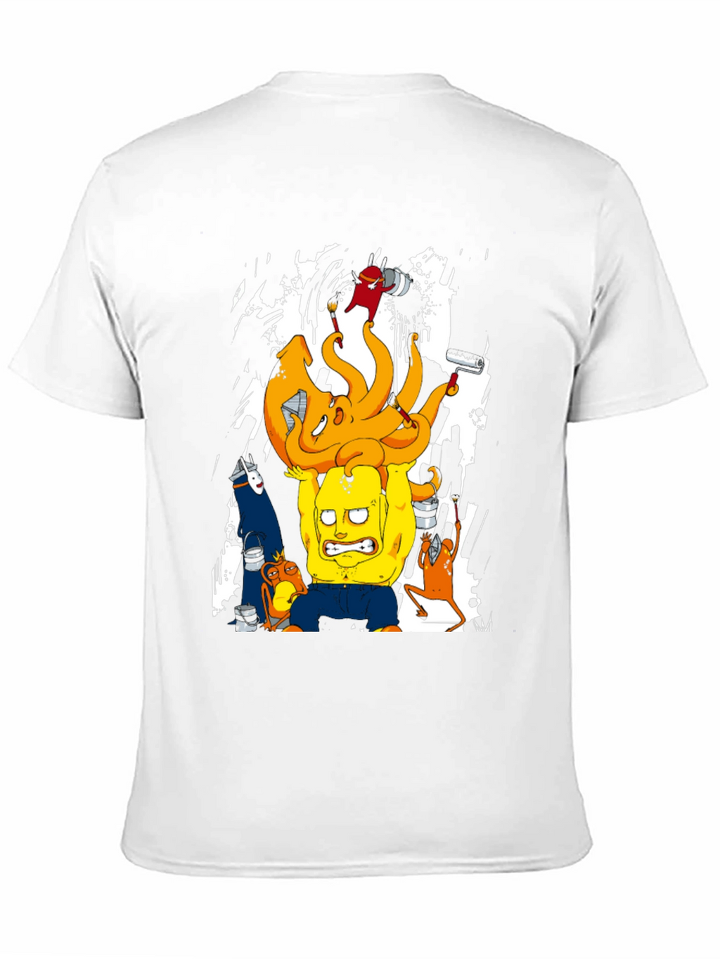 Cartoon Graphic T-Shirt - Black Crew Neck Tee