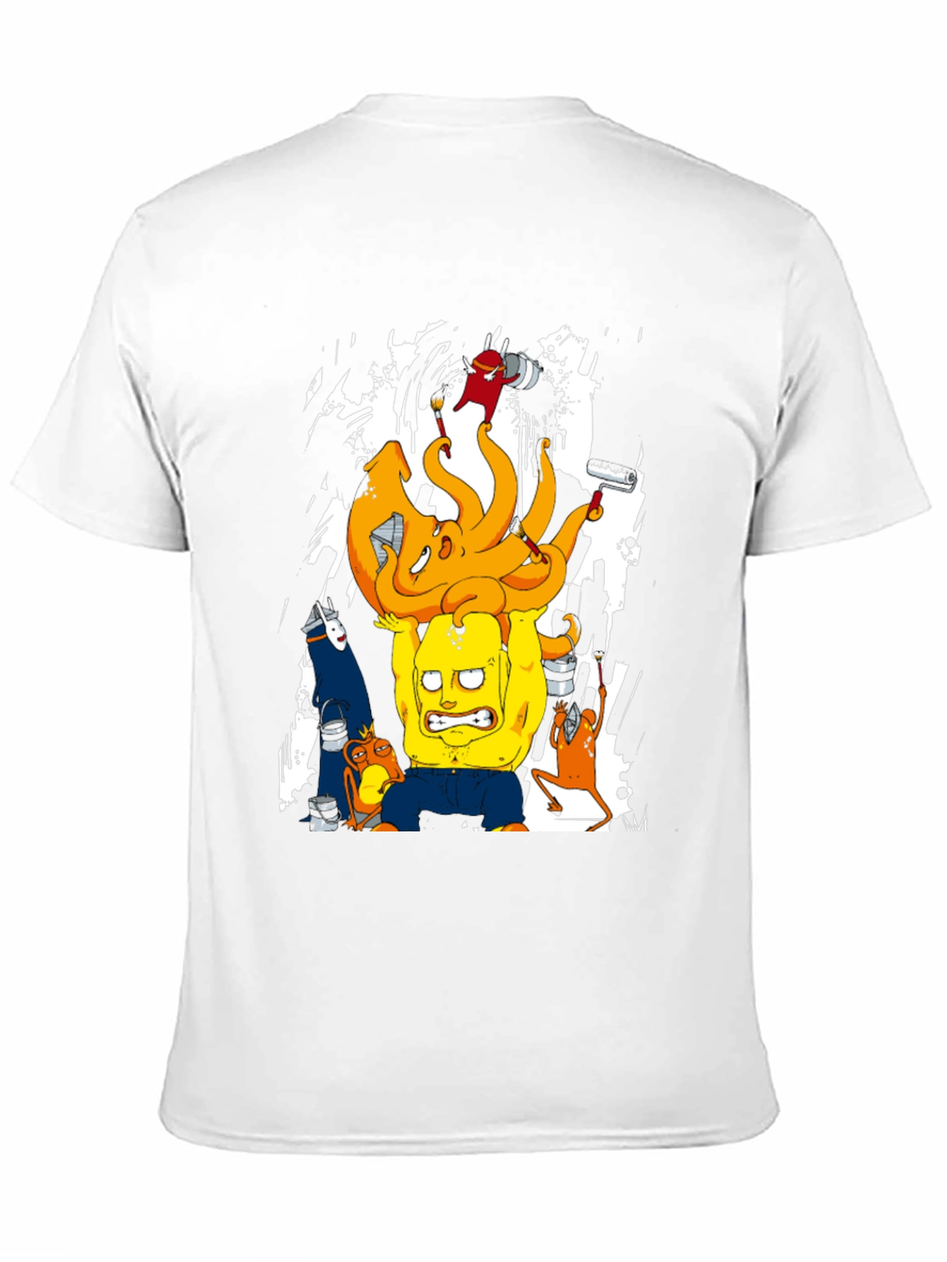 Cartoon Graphic T-Shirt - Black Crew Neck Tee