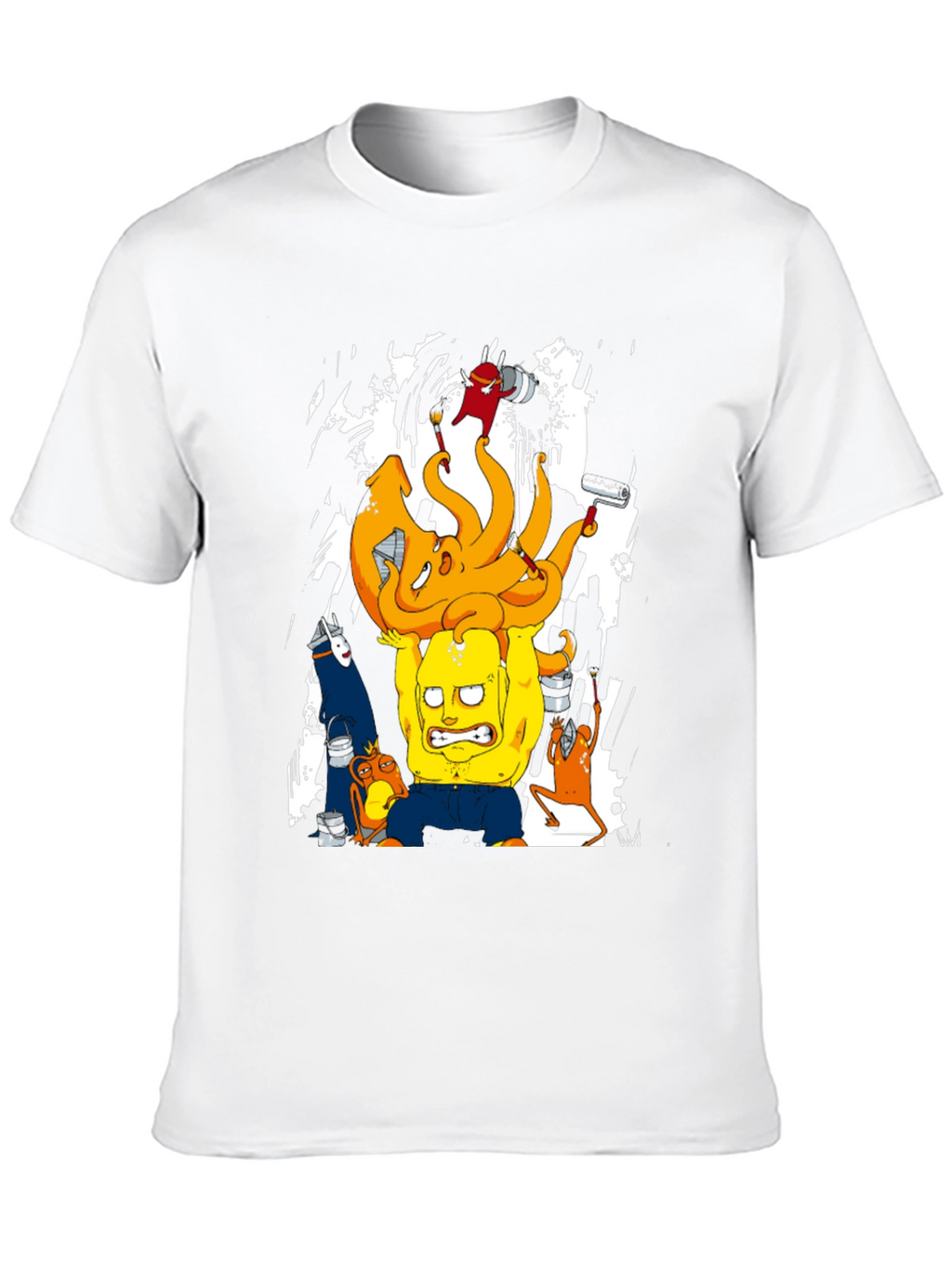 Cartoon Graphic T-Shirt - Black Crew Neck Tee