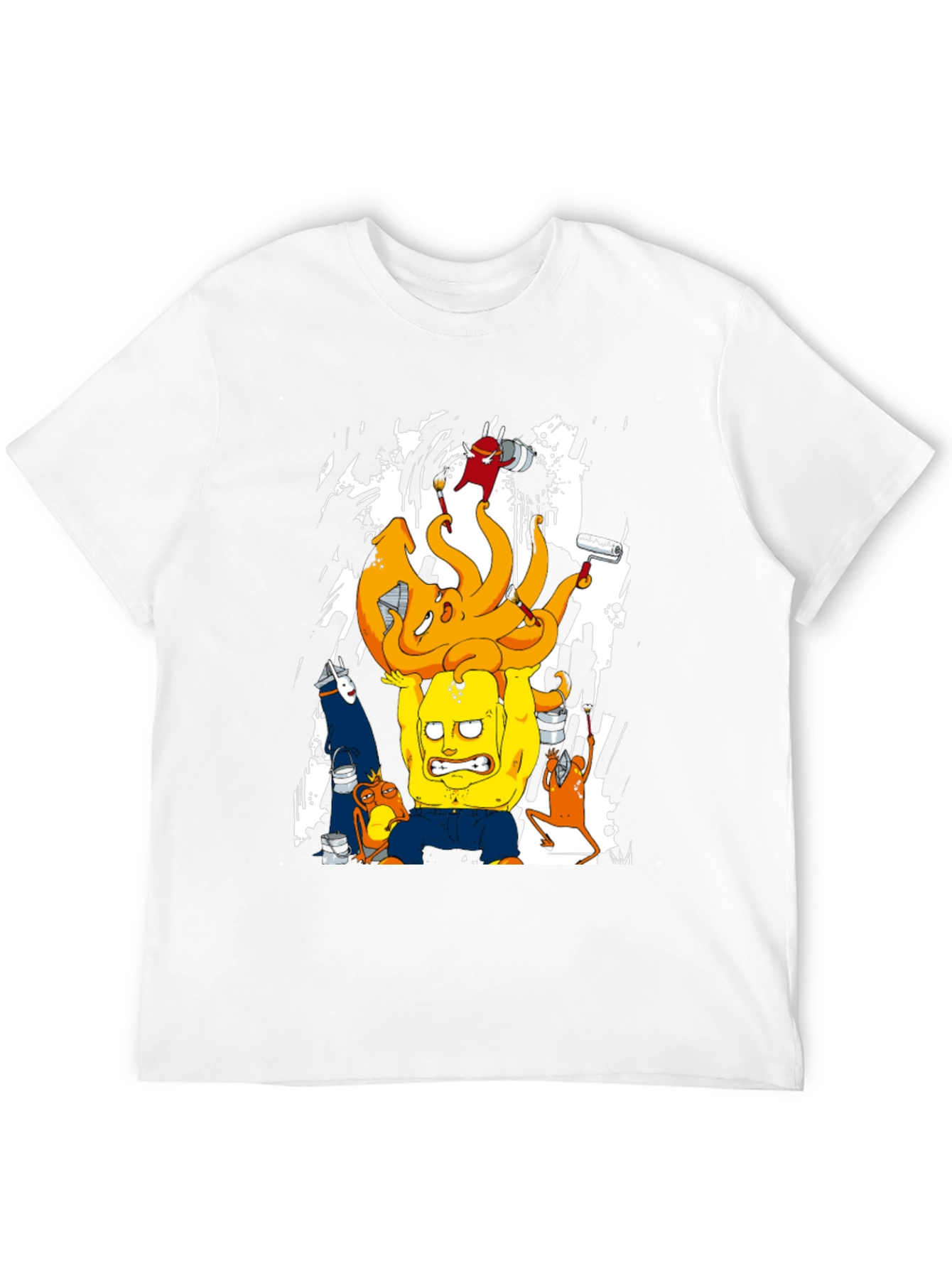 Cartoon Graphic T-Shirt - Black Crew Neck Tee