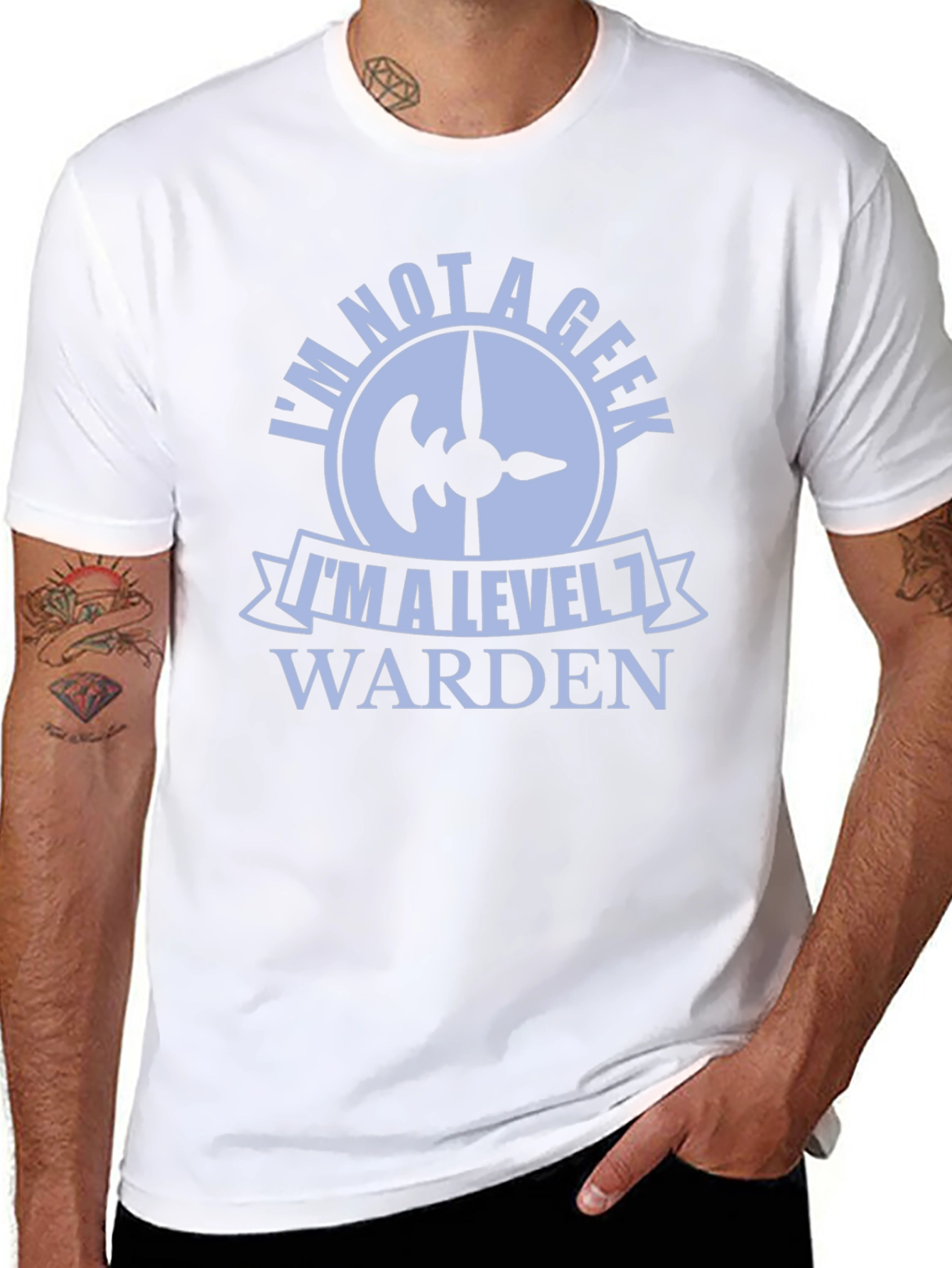 Level 1 Warden Graphic Tee - Novelty Geek Shirt