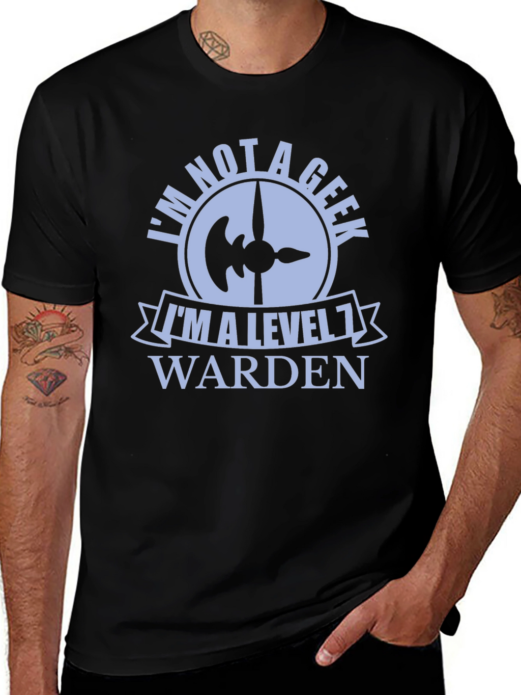 Level 1 Warden Graphic Tee - Novelty Geek Shirt