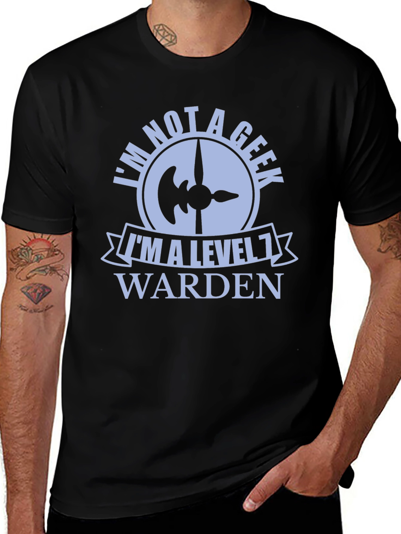 Level 1 Warden Graphic Tee - Novelty Geek Shirt