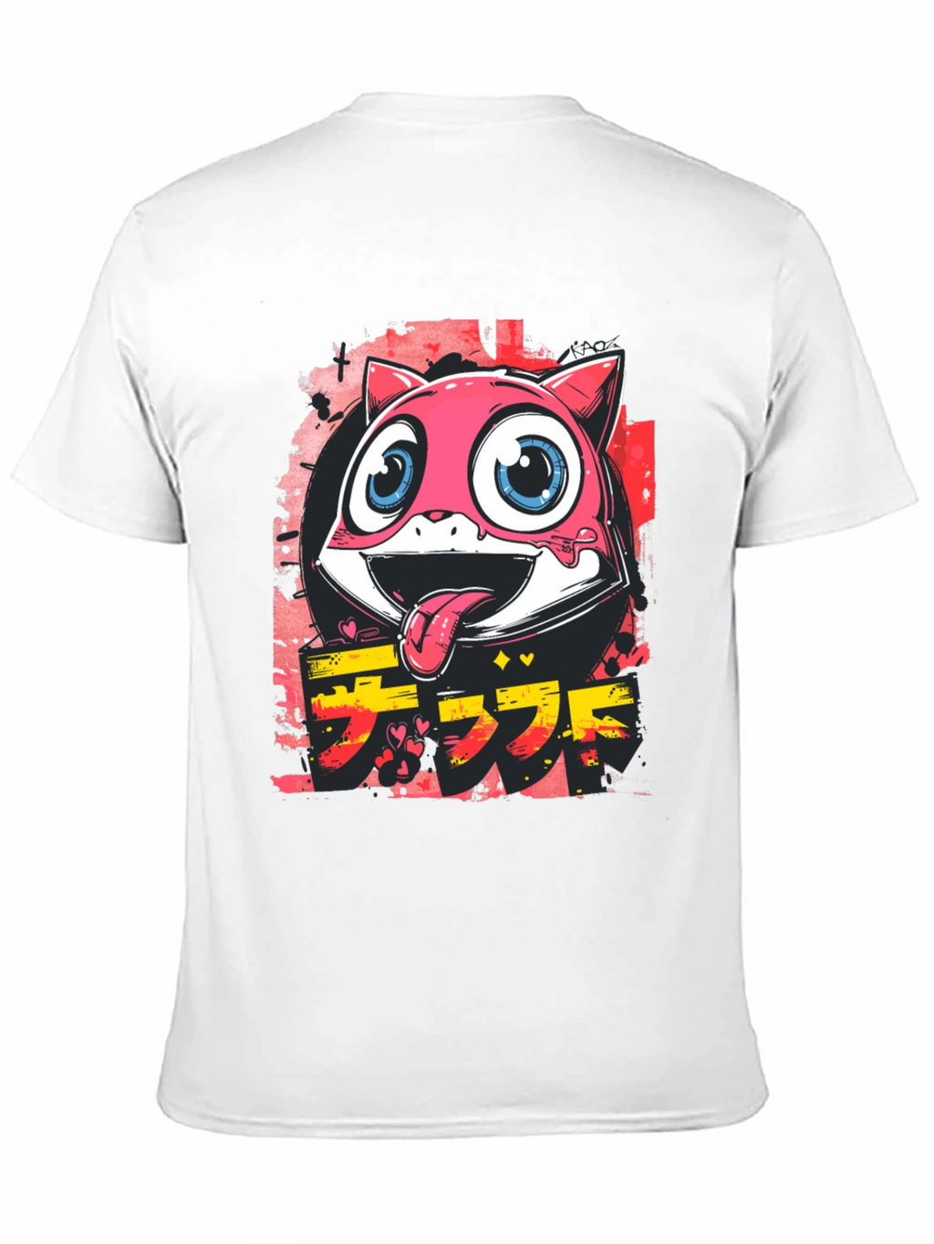Cool Pink Cartoon Cat Graphic Tee