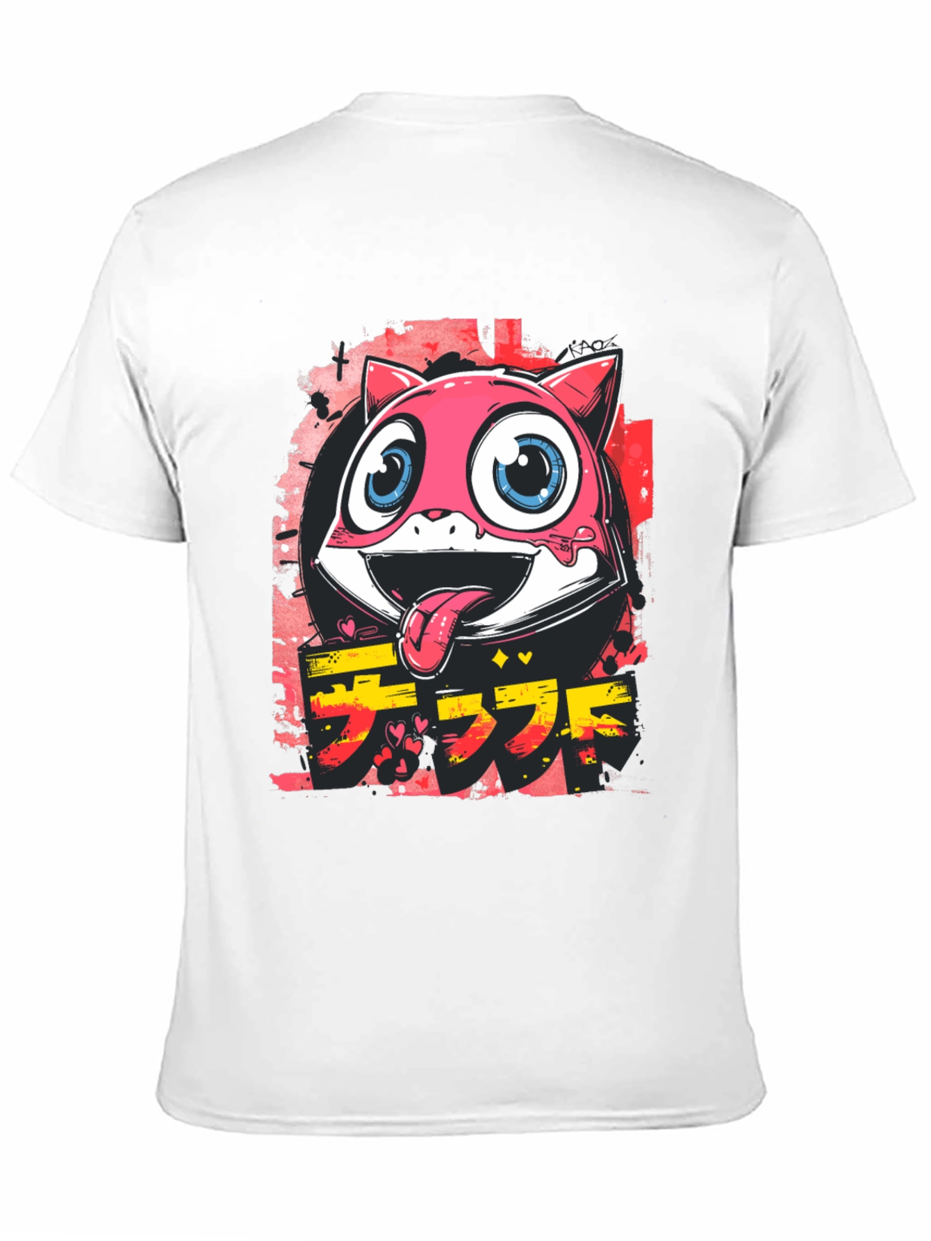 Cool Pink Cartoon Cat Graphic Tee