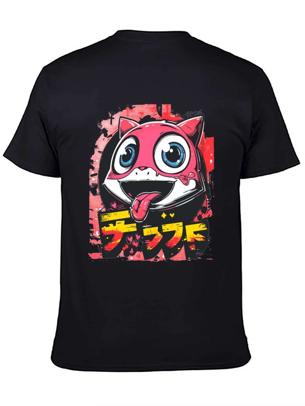 Cool Pink Cartoon Cat Graphic Tee