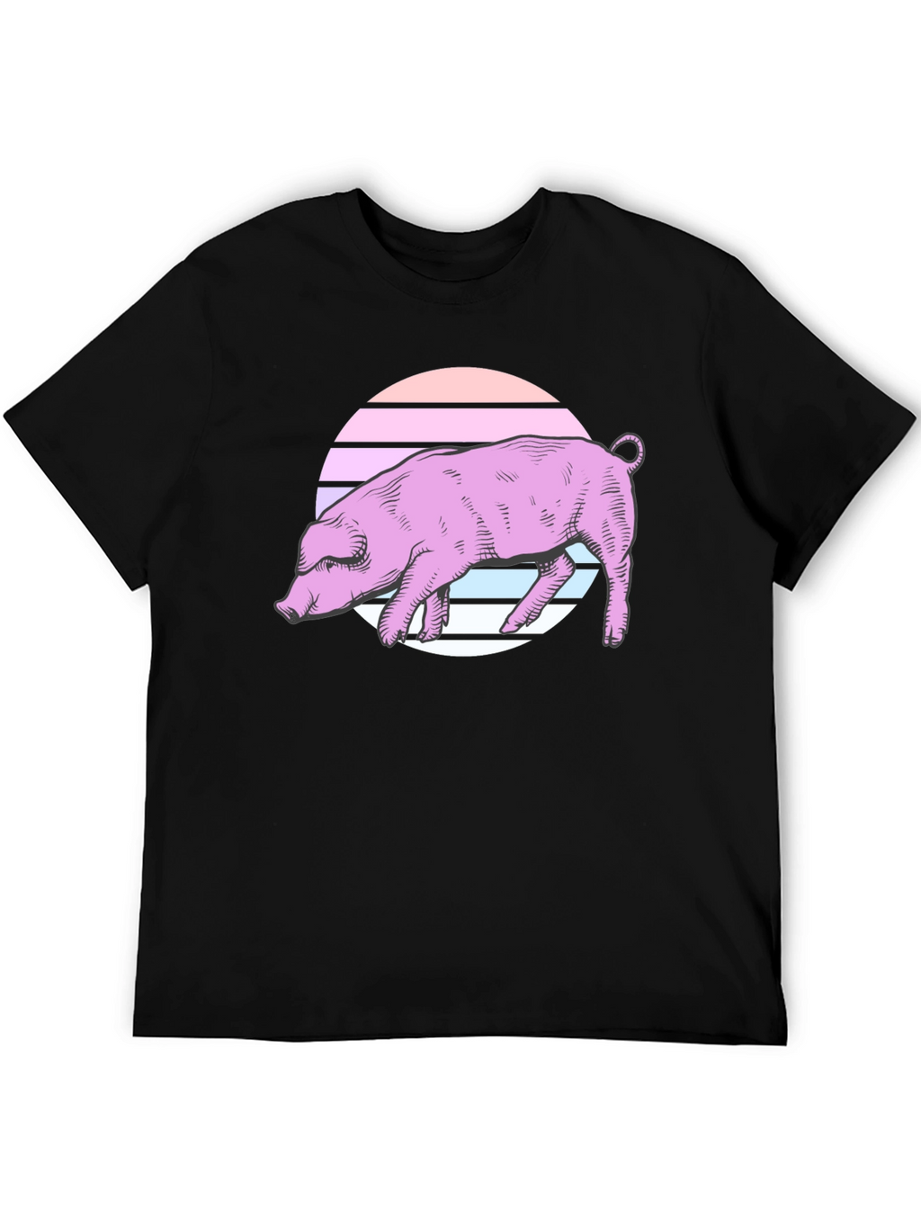 Retro Pig Graphic Tee - Unisex Black T-Shirt