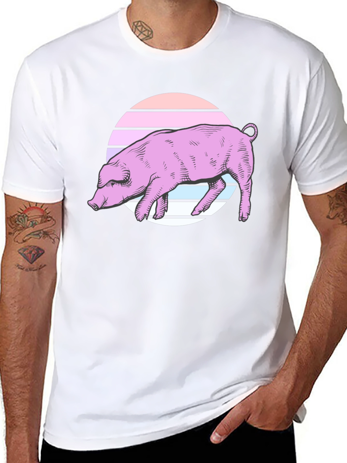 Retro Pig Graphic Tee - Unisex Black T-Shirt