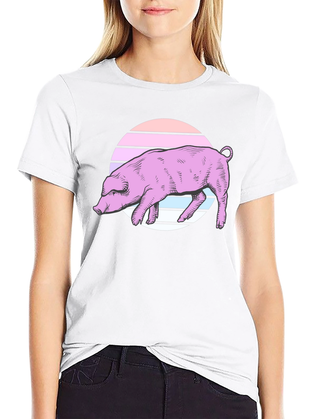 Retro Pig Graphic Tee - Unisex Black T-Shirt