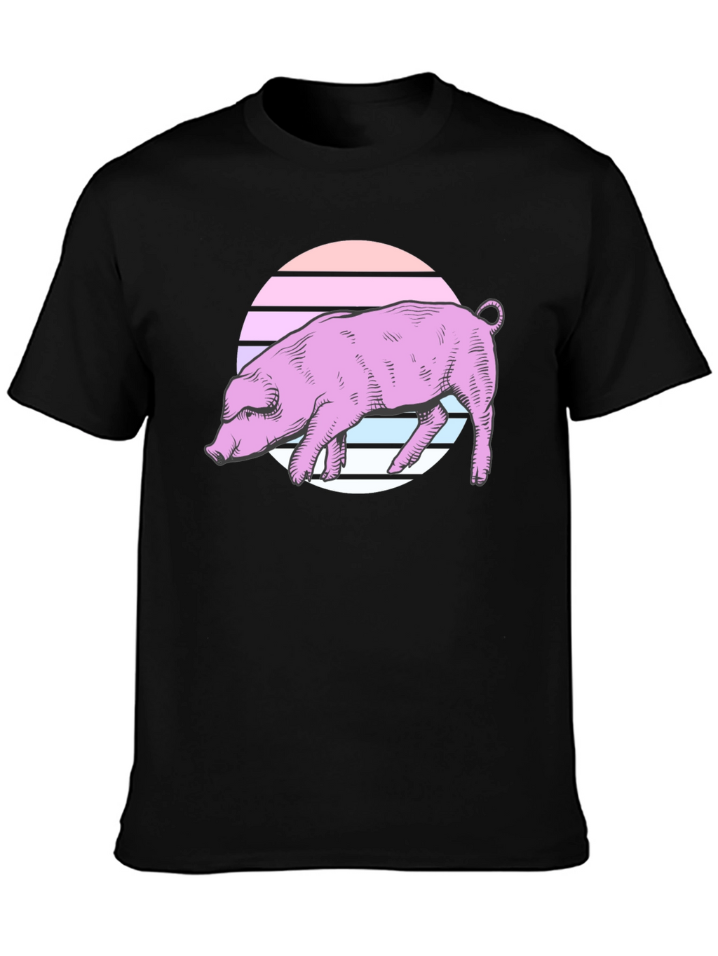 Retro Pig Graphic Tee - Unisex Black T-Shirt