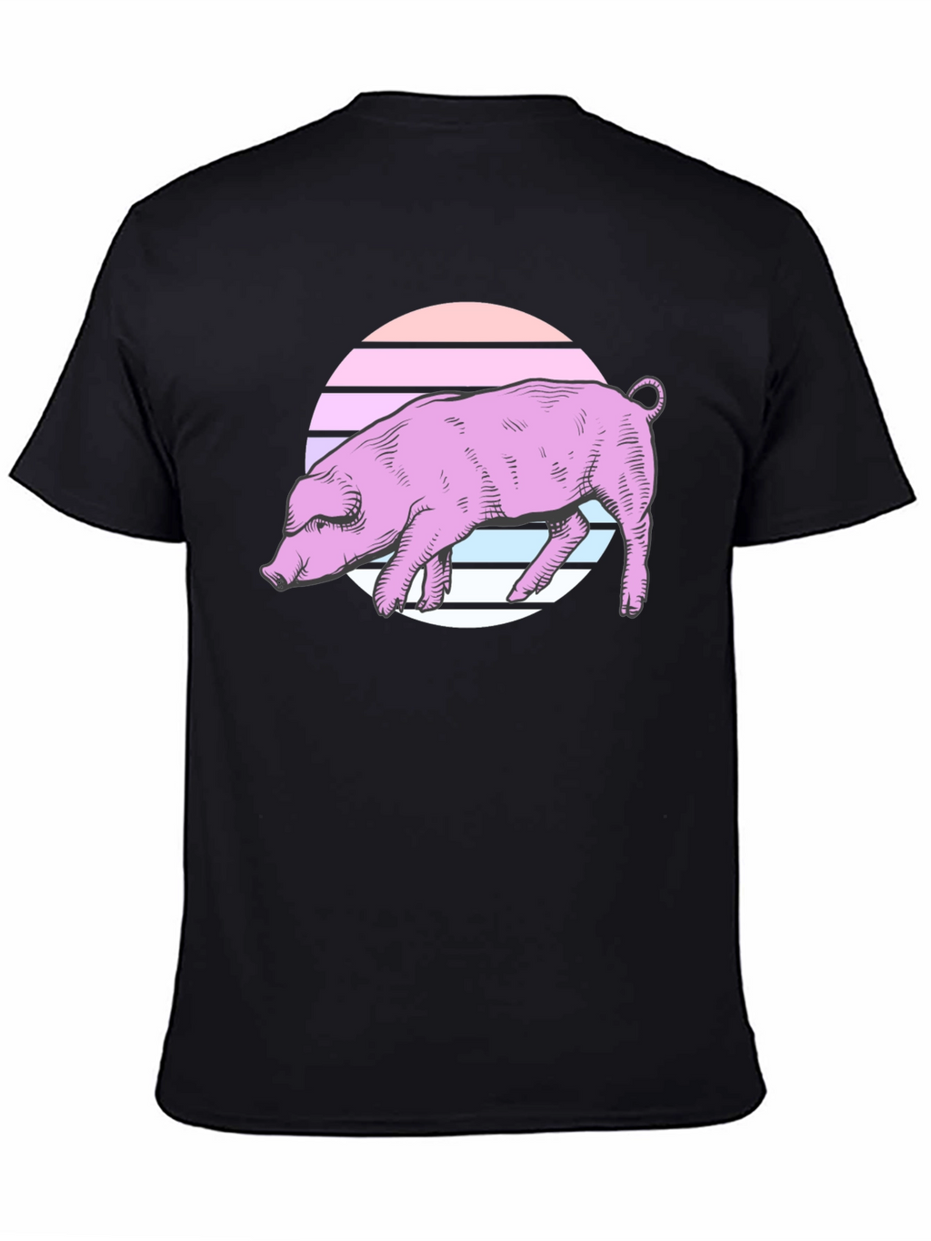 Retro Pig Graphic Tee - Unisex Black T-Shirt