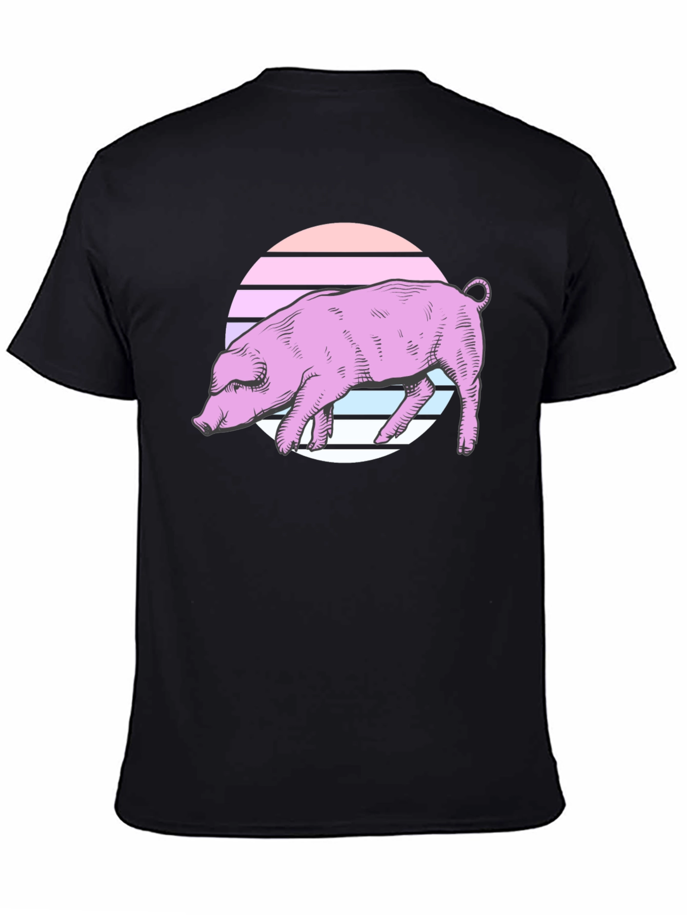 Retro Pig Graphic Tee - Unisex Black T-Shirt