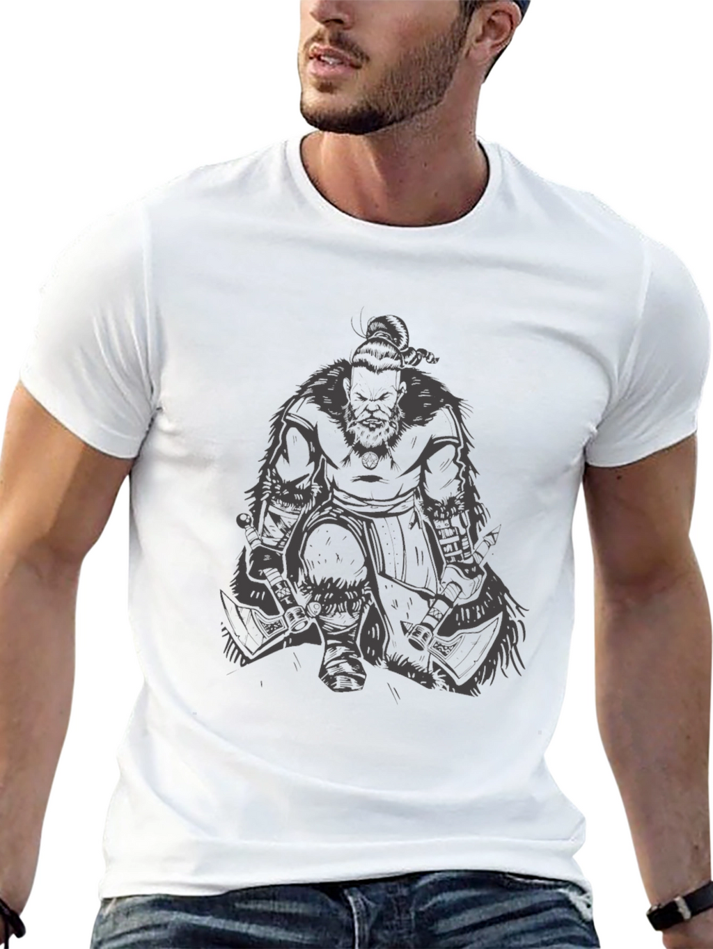 Viking Warrior Graphic T-Shirt - Black