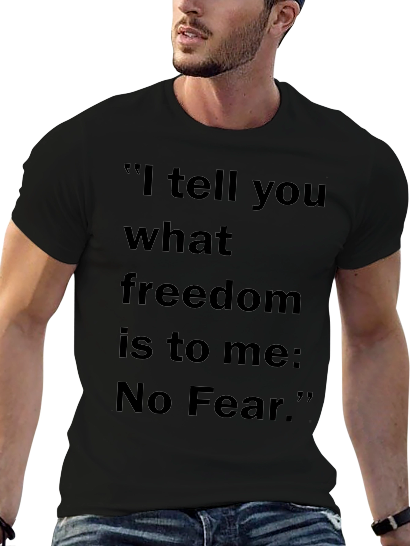 No Fear Freedom Quote Black T-Shirt