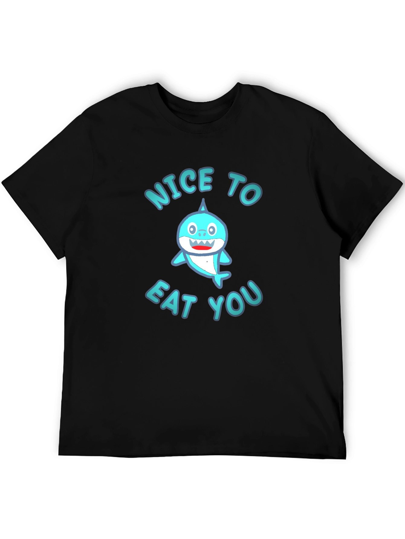 Funny Shark Graphic Tee - Nice to Eat You Black T-Shirt