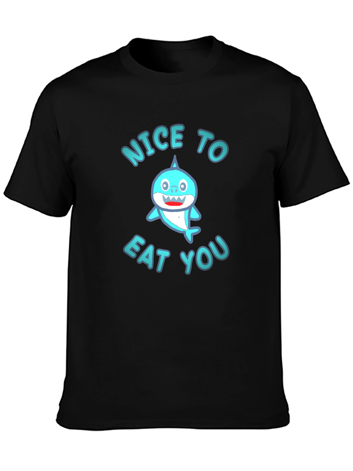 Funny Shark Graphic Tee - Nice to Eat You Black T-Shirt