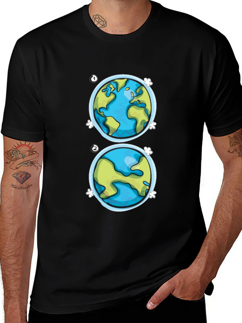 Earth Day T-Shirt - Two Globe Design