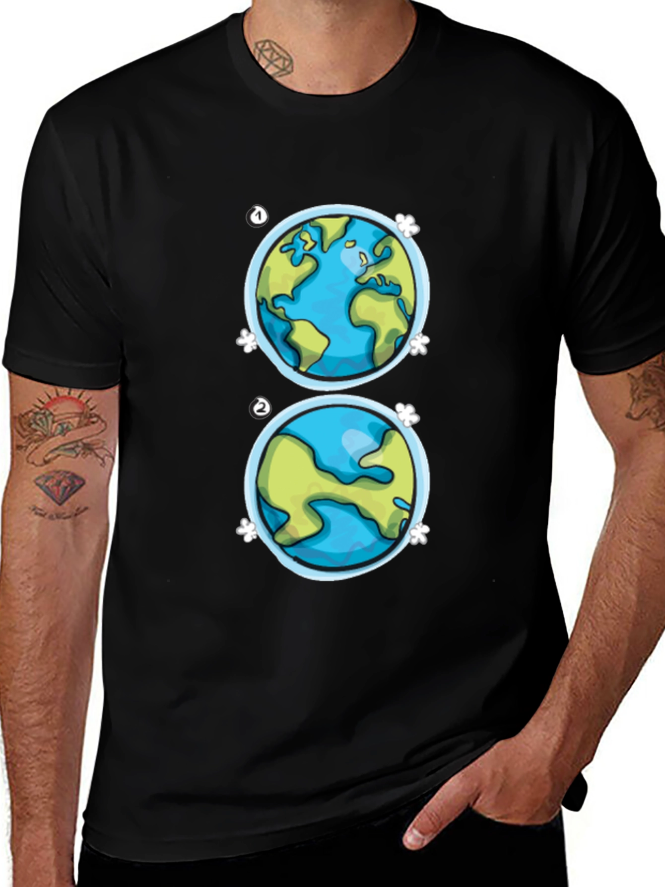 Earth Day T-Shirt - Two Globe Design