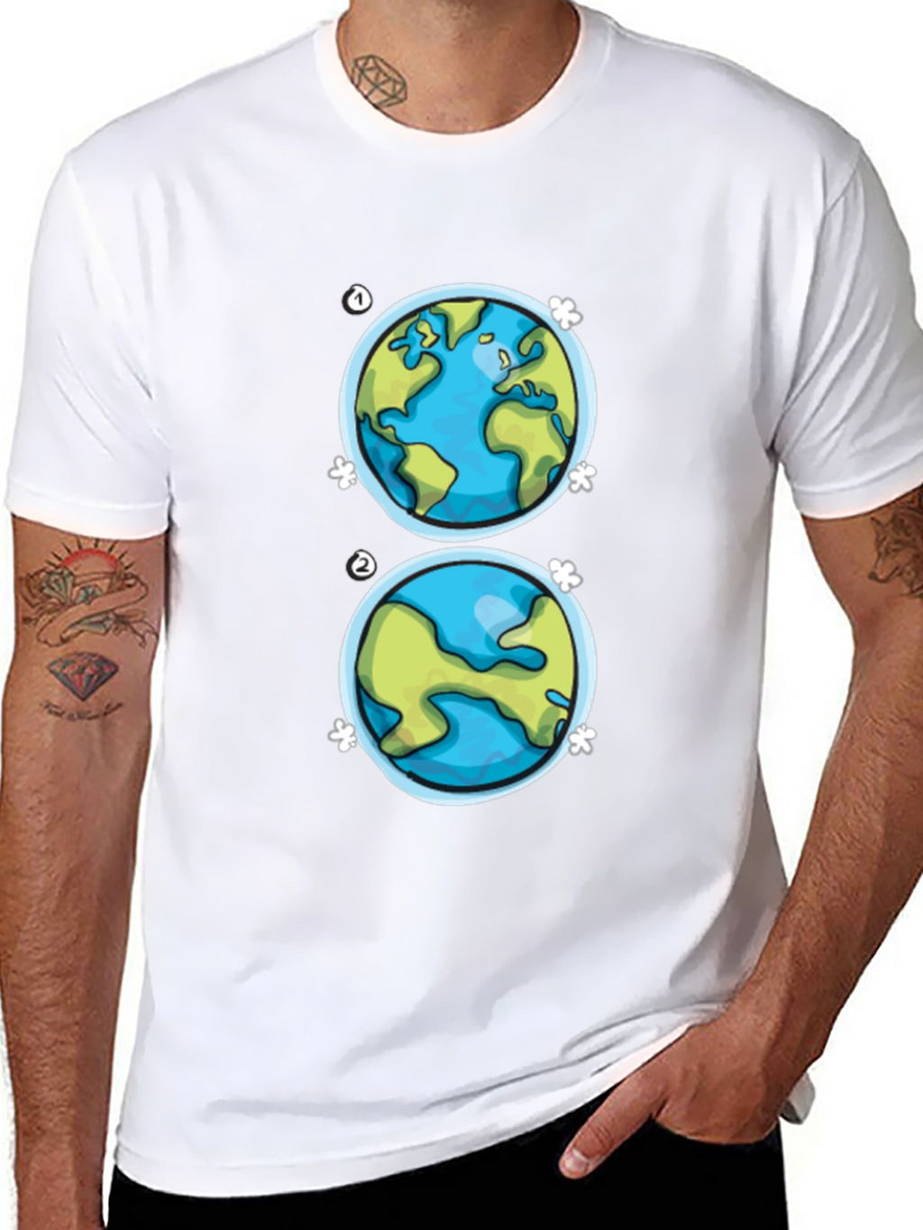 Earth Day T-Shirt - Two Globe Design