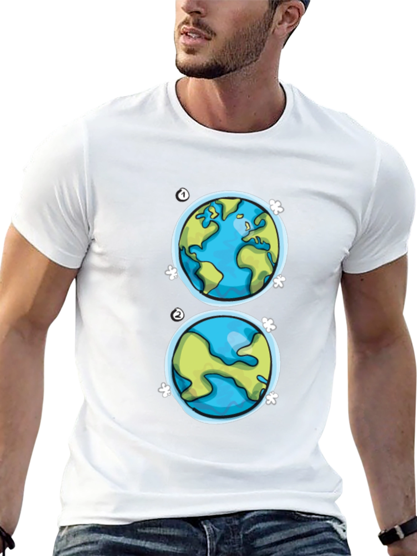 Earth Day T-Shirt - Two Globe Design