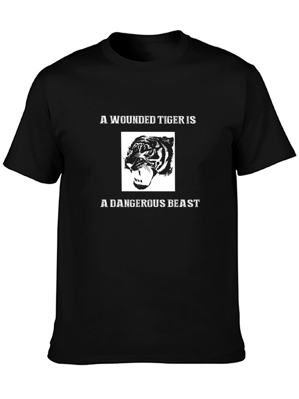 Wounded Tiger Graphic T-Shirt - Mens Black Tee
