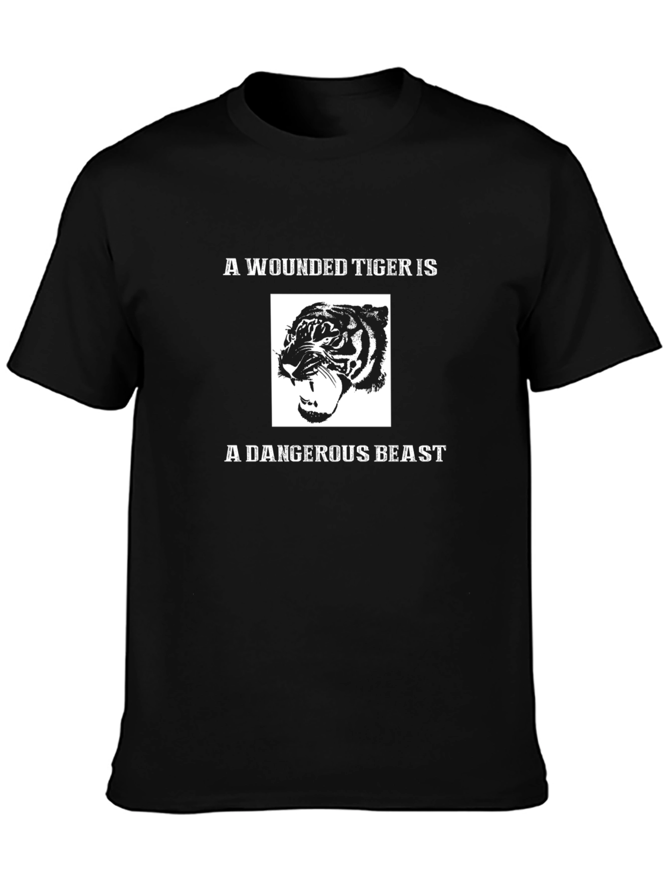 Wounded Tiger Graphic T-Shirt - Mens Black Tee