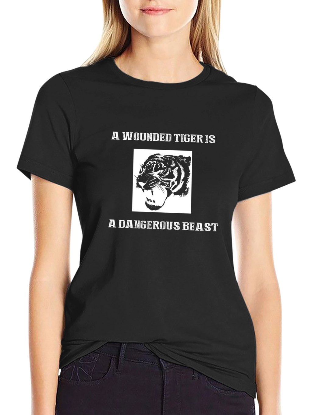 Wounded Tiger Graphic T-Shirt - Mens Black Tee