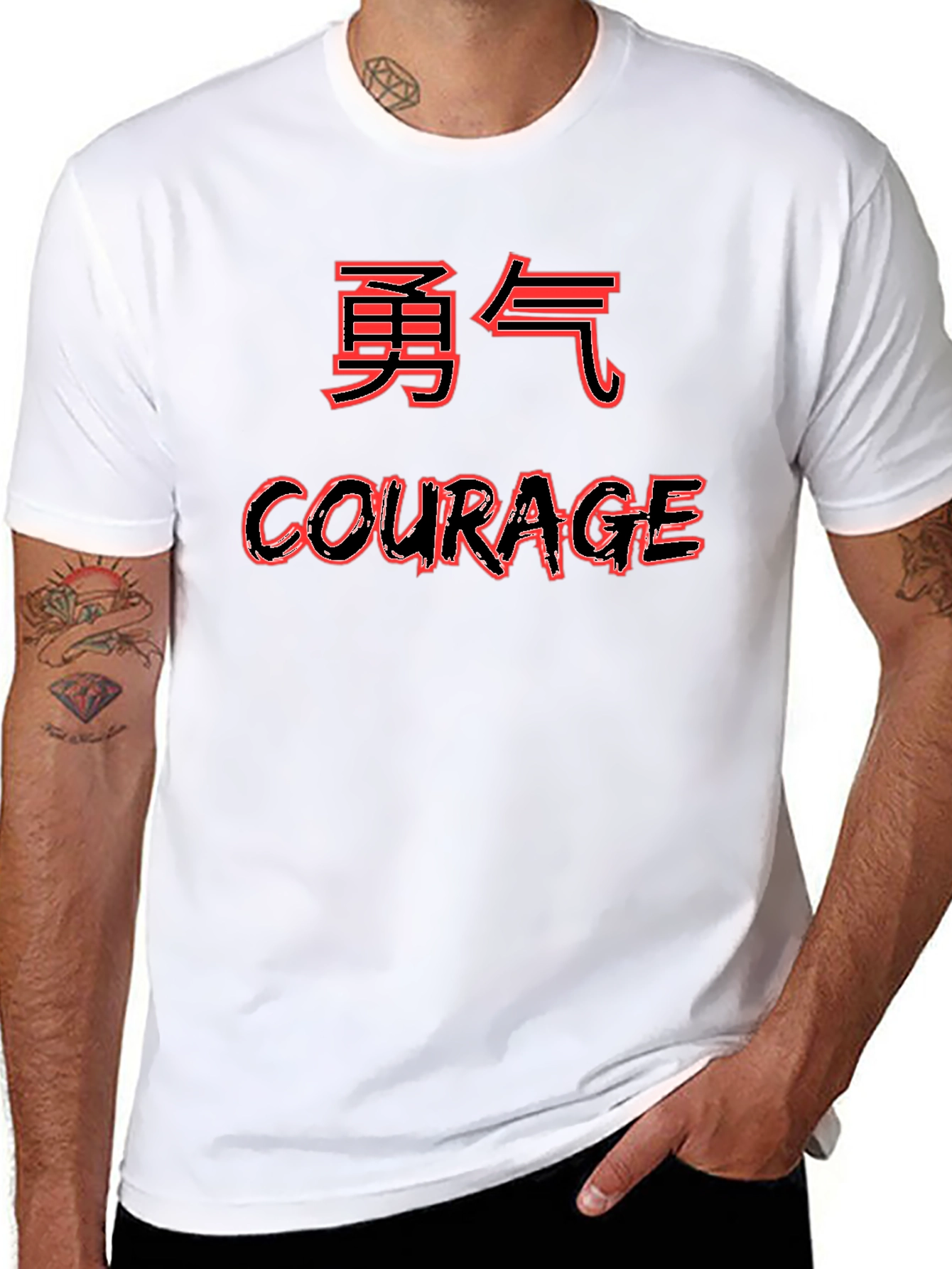 Courage Kanji Graphic T-Shirt - Black