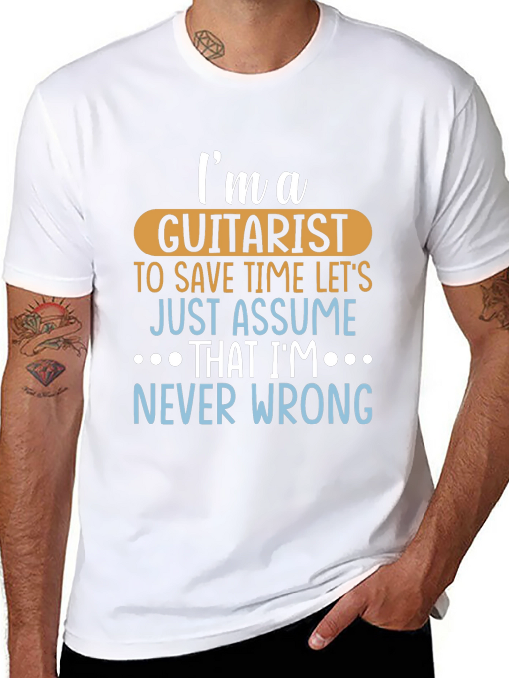 Guitarist Never Wrong Graphic Tee - Black Cotton T-Shirt