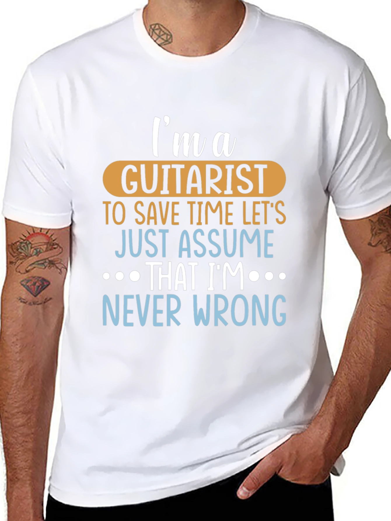 Guitarist Never Wrong Graphic Tee - Black Cotton T-Shirt