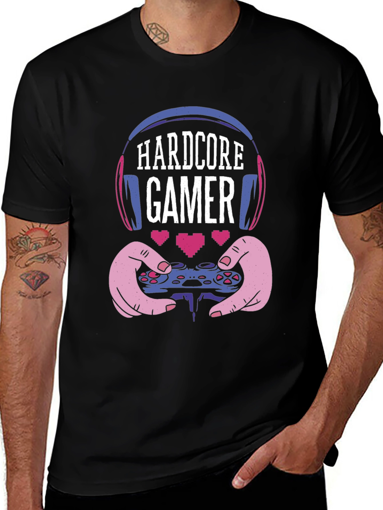Hardcore Gamer T-Shirt - Gaming Headset & Controller Design