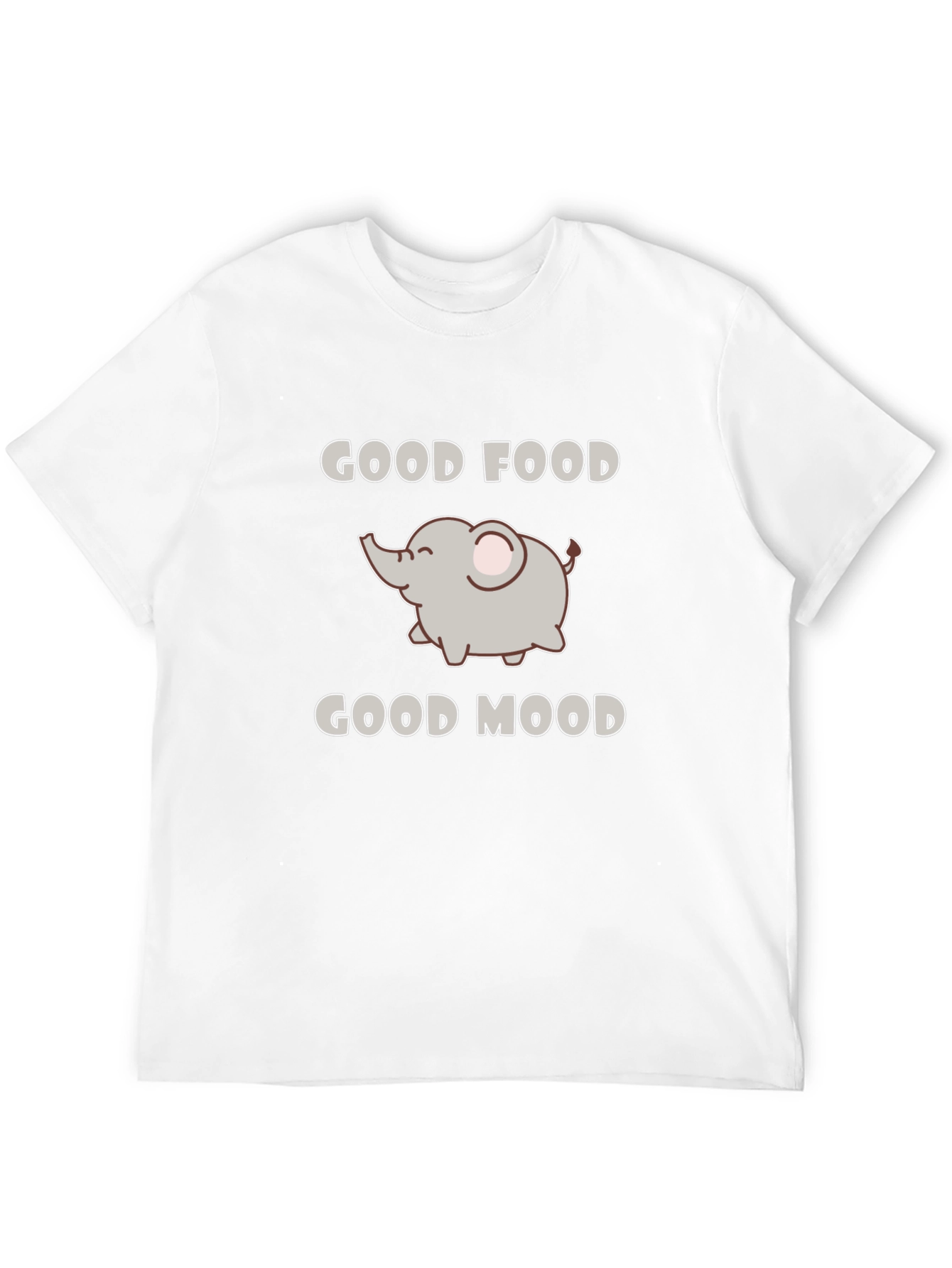 Good Food Good Mood Elephant Black Graphic T-Shirt