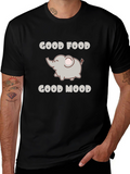 Good Food Good Mood Elephant Black Graphic T-Shirt