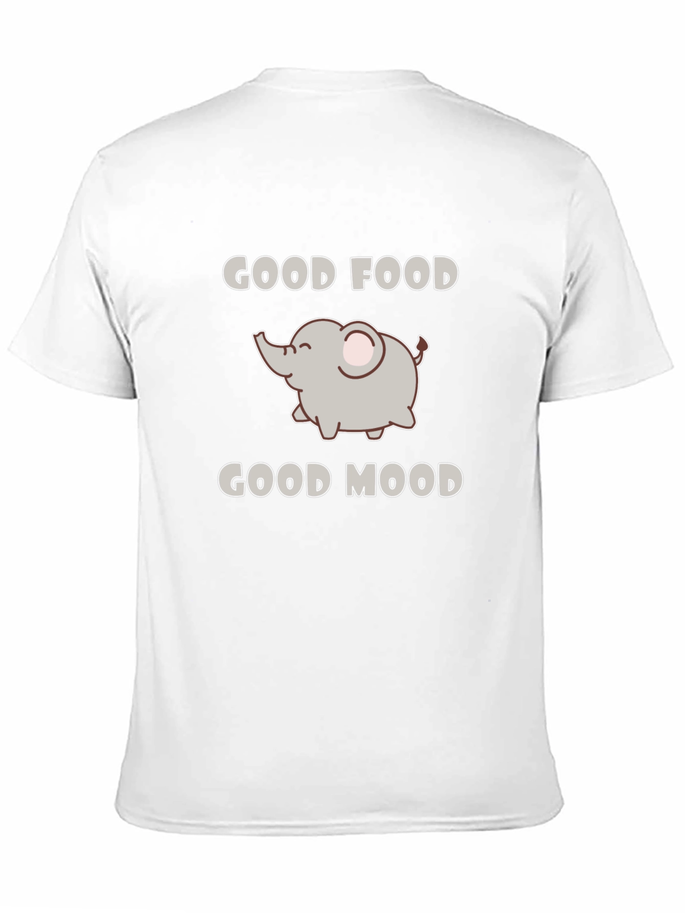 Good Food Good Mood Elephant Black Graphic T-Shirt