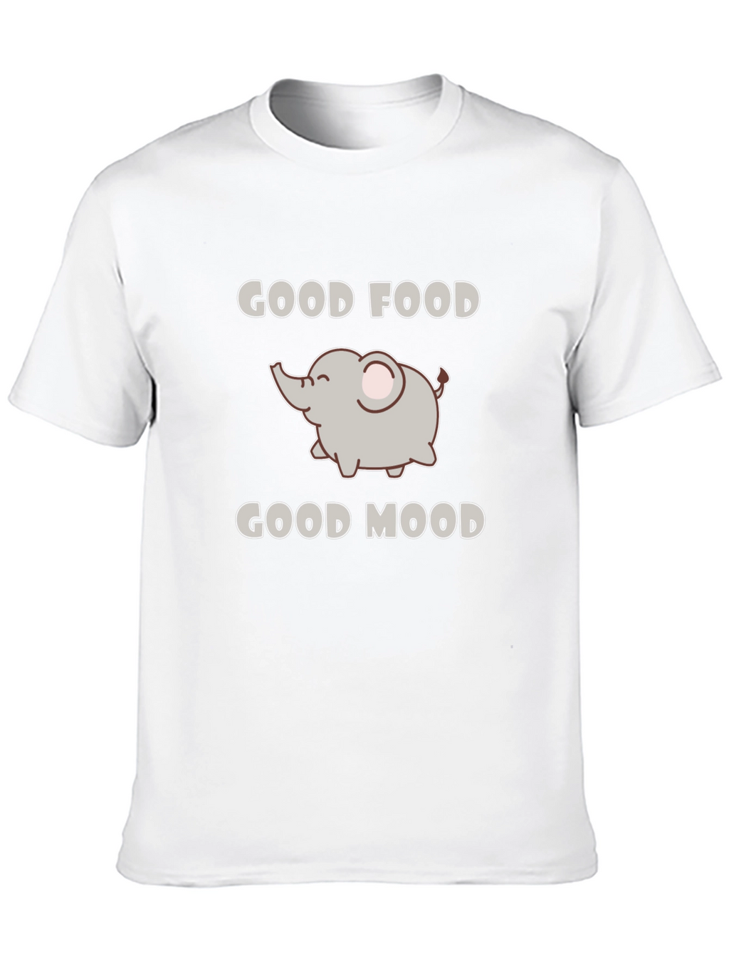 Good Food Good Mood Elephant Black Graphic T-Shirt