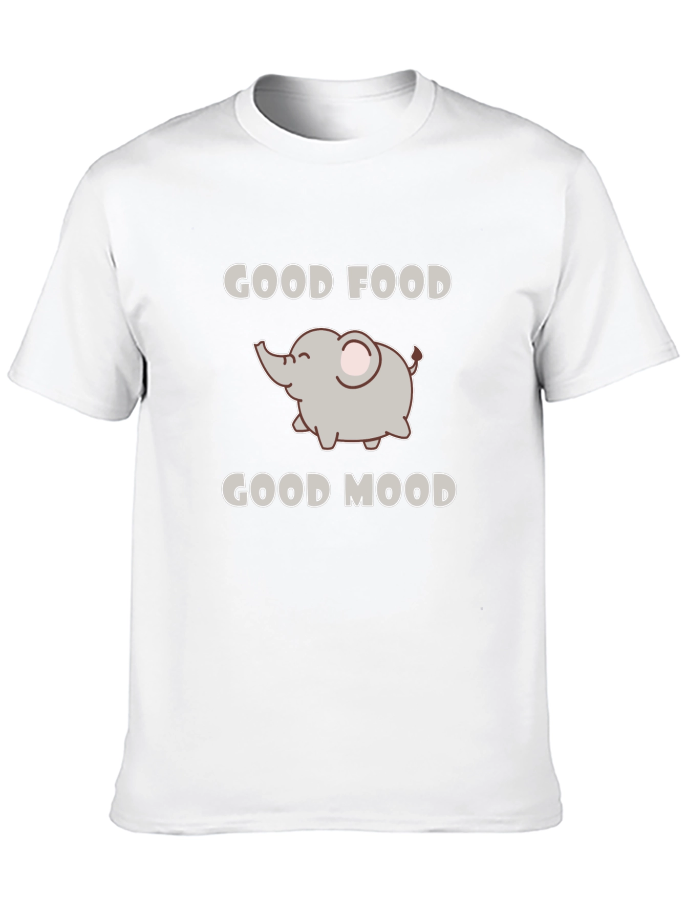Good Food Good Mood Elephant Black Graphic T-Shirt