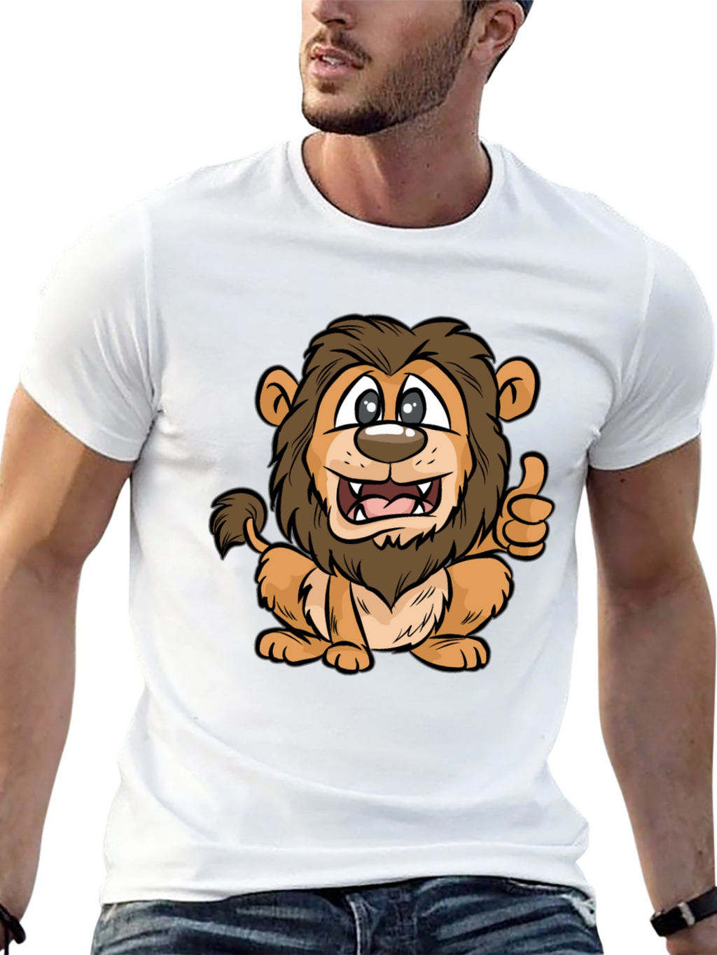 Lion Cartoon Black T-Shirt